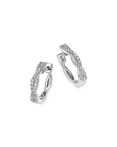 Bloomingdale's Diamond Twisted Hoop Earrings In 14k White Gold, 0.20 Ct. T. W. - Exclusive