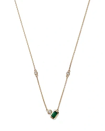 Bloomingdale's Emerald And Diamond Accent Necklace In 14k Yellow Gold, 18- Exclusive In Green/gold