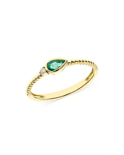 Bloomingdale's Emerald & Diamond Bezel Stacking Ring In 14k Yellow Gold - Exclusive In Green/gold