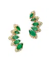 Bloomingdale's Emerald & Diamond Climber Earrings In 14k Yellow Gold - Exclusive In Green/gold