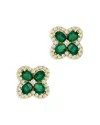 Bloomingdale's Emerald & Diamond Clover Stud Earrings In 14k Yellow Gold - Exclusive In Green/gold