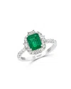 Bloomingdale's Emerald & Diamond Cocktail Ring In 14k White Gold - Exclusive In Green/white