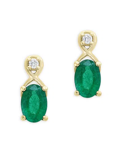 Bloomingdale's Emerald And Diamond Drop Earrings In 14k Yellow Gold - Exclusive In Green/white