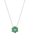 Bloomingdale's Emerald & Diamond Flower Pendant Necklace In 14k White Gold, 16 In Green/white