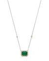 Bloomingdale's Emerald & Diamond Halo Pendant Necklace In 14k White & Yellow Gold In Green/gold