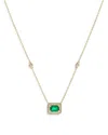 Bloomingdale's Emerald & Diamond Halo Pendant Necklace In 14k Yellow Gold, 18 - Exclusive In Green/gold