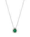 Bloomingdale's Emerald & Diamond Halo Teardrop Pendant Necklace In 14k White Gold In Green/white