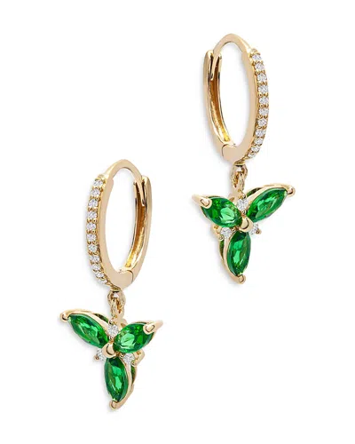 Bloomingdale's Emerald & Diamond Hoop Drop Earrings - Exclusive In Green/gold