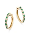 Bloomingdale's Emerald & Diamond Hoop Earrings In 14k Yellow Gold - Exclusive In Green/gold
