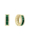 Bloomingdale's Emerald And Diamond Hoop Earrings In 14k Yellow Gold - Exclusive In Green/white