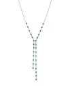 Bloomingdale's Emerald & Diamond Lariat Necklace In 14k White Gold, 18 - Exclusive In Green/white