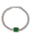 Bloomingdale's Emerald & Diamond Link Bracelet In 14k White And Yellow Gold - Exclusive In Green/white