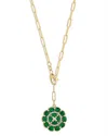 Bloomingdale's Emerald & Diamond Medallion Pendant Necklace In 14k Yellow Gold, 18 In Green/gold