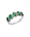 Bloomingdale's Emerald & Diamond Multi-halo Ring In 14k White Gold - Exclusive In Green/silver