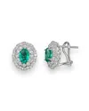 Bloomingdale's Emerald And Diamond Oval Stud Earrings In 14k White Gold - Exclusive In Green/white