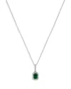 Bloomingdale's Emerald And Diamond Pendant Necklace In 14k White Gold, 16 - Exclusive In Green/white