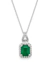 Bloomingdale's Emerald & Diamond Pendant Necklace In 14k White Gold, 18 - Exclusive In Green/white
