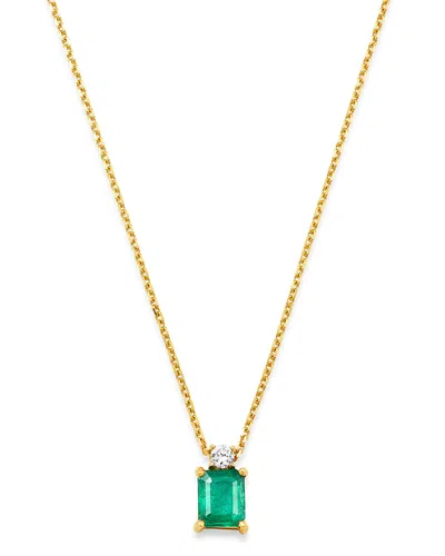 Bloomingdale's Emerald & Diamond Pendant Necklace In 14k Yellow Gold, 16 - Exclusive In Green/gold