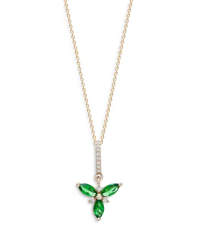 Bloomingdale's Emerald & Diamond Pendant Necklace In 14k Yellow Gold, 18 - Exclusive In Green/gold