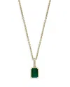 Bloomingdale's Emerald & Diamond Pendant Necklace In 14k Yellow Gold, 18 - Exclusive In Green/gold