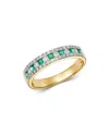 Bloomingdale's Emerald & Diamond Single Band Ring In 14k Yellow Gold - Exclusive In Green/gold