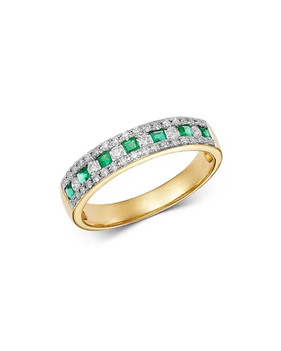 Bloomingdale's Emerald & Diamond Single Band Ring In 14k Yellow Gold - Exclusive In Green/gold