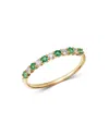 Bloomingdale's Emerald & Diamond Stacking Ring In 14k Yellow Gold - Exclusive In Green/gold