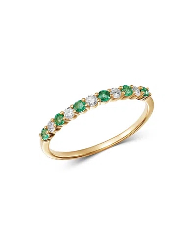 Bloomingdale's Emerald & Diamond Stacking Ring In 14k Yellow Gold - Exclusive In Green/gold
