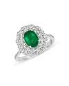 Bloomingdale's Emerald And Diamond Statement Ring In 14k White Gold - Exclusive In Green/white