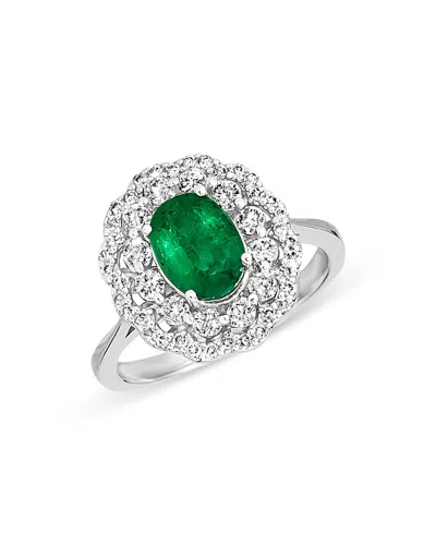 Bloomingdale's Emerald And Diamond Statement Ring In 14k White Gold - Exclusive In Green/white