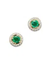 Bloomingdale's Emerald And Diamond Stud Earrings In 14k Yellow Gold - Exclusive In Multi