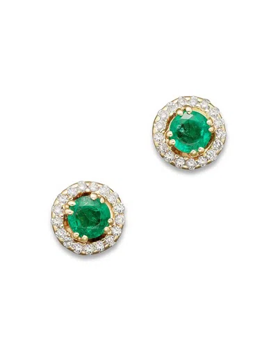Bloomingdale's Emerald And Diamond Stud Earrings In 14k Yellow Gold - Exclusive In Multi