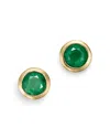 Bloomingdale's Emerald Bezel Stud Earrings In 14k Yellow Gold - Exclusive In Green/gold