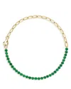 Bloomingdale's Emerald Chain Link Bracelet In 14k Yellow Gold - Exclusive In Green/gold
