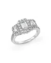 Bloomingdale's Emerald-cut Diamond Three Stone Engagement Ring In 14k White Gold, 2.0 Ct. T. W. - Exclusive In Green/white