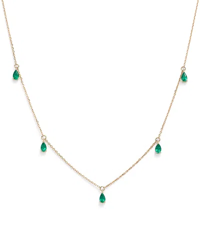Bloomingdale's Emerald Teardrop Charm Necklace In 14k Yellow Gold, 17 - Exclusive In Green/gold