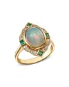 Bloomingdale's Ethiopian Opal, Emerald & Diamond Cocktail Ring In 14k Yellow Gold - Exclusive In Multi/gold
