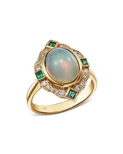 Bloomingdale's Ethiopian Opal, Emerald & Diamond Cocktail Ring In 14k Yellow Gold - Exclusive In Multi/gold