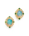 Bloomingdale's Ethiopian Opal, Emerald & Diamond Earrings In 14k Yellow Gold - Exclusive In Multi/gold
