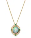 Bloomingdale's Ethiopian Opal, Emerald & Diamond Pendant Necklace In 14k Yellow Gold, 18 - Exclusive In Multi/gold
