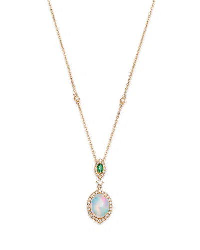 Bloomingdale's Ethiopian Opal, Emerald, & Diamond Pendant Necklace In 14k Yellow Gold, 18 In Multi/gold