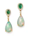 Bloomingdale's Ethiopian Opal, Emerald & Diamond Teardrop Drop Earrings In 14k Yellow Gold - Exclusive In Multi/gold