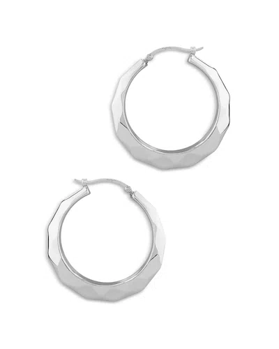 Bloomingdale's Faceted Look Medium Hoop Earrings In Sterling Silver