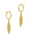 Bloomingdale's Feather Huggie Hoop Earrings In 14k Yellow Gold - 100% Exclusive In Gold