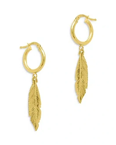 Bloomingdale's Feather Huggie Hoop Earrings In 14k Yellow Gold - 100% Exclusive