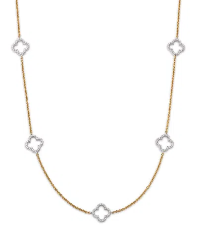 Bloomingdale's Fine Collection 14k Gold Diamond Clover Necklace, 18 In White/gold