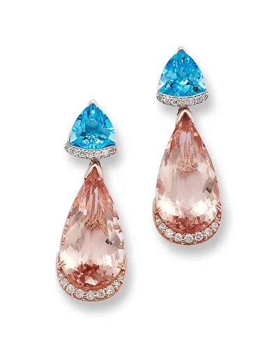 Bloomingdale's Fine Collection 14k Rose Gold Morganite Drop Earrings In Pink/blue