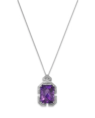 Bloomingdale's Fine Collection 14k White Gold Amethyst & Diamond Necklace, 18 In Purple/white