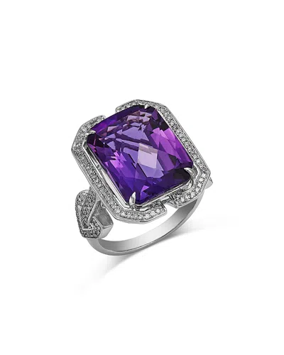 Bloomingdale's Fine Collection 14k White Gold Amethyst & Diamond Ring In Purple/white