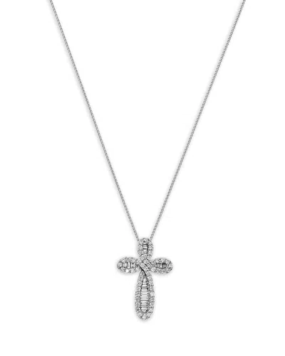 Bloomingdale's Fine Collection 14k White Gold Diamond Cross Pendant Necklace, 0.82 Ct. T. W.